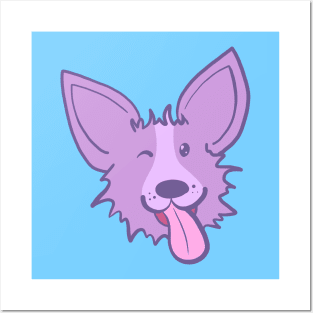 Cute Purple Winking Corgi Posters and Art